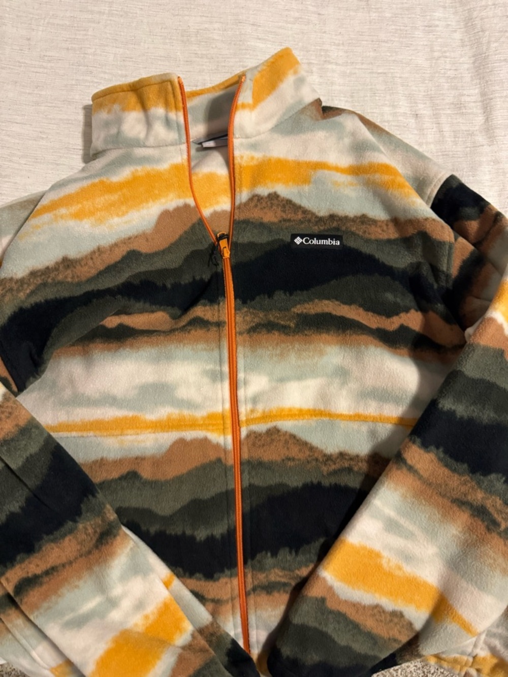 Columbia Men’s Full-Zip Fleece Jacket - Yellow, Olive & Brown Pattern